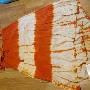 Orange and white tie-dye wrap skirt one size